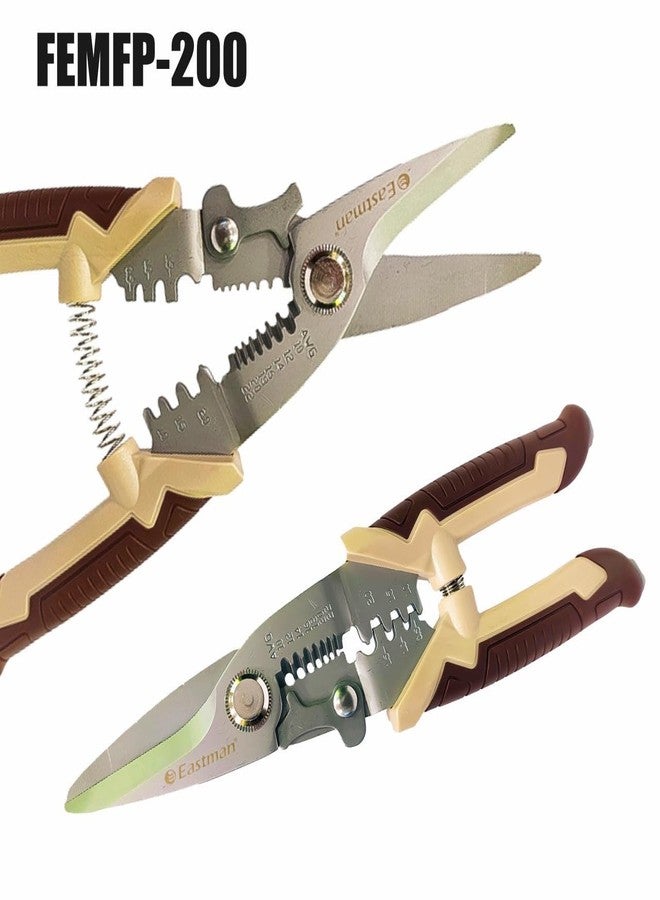 إيست مان كماشة إيستمان متعددة الوظائف 3 في 1 - أداة كهربائية للتثبيت والقطع والتقشير للأسلاك، مصنوعة من الفولاذ المقاوم للصدأ، بتصميم مريح (FEMFP-200) - Image 4